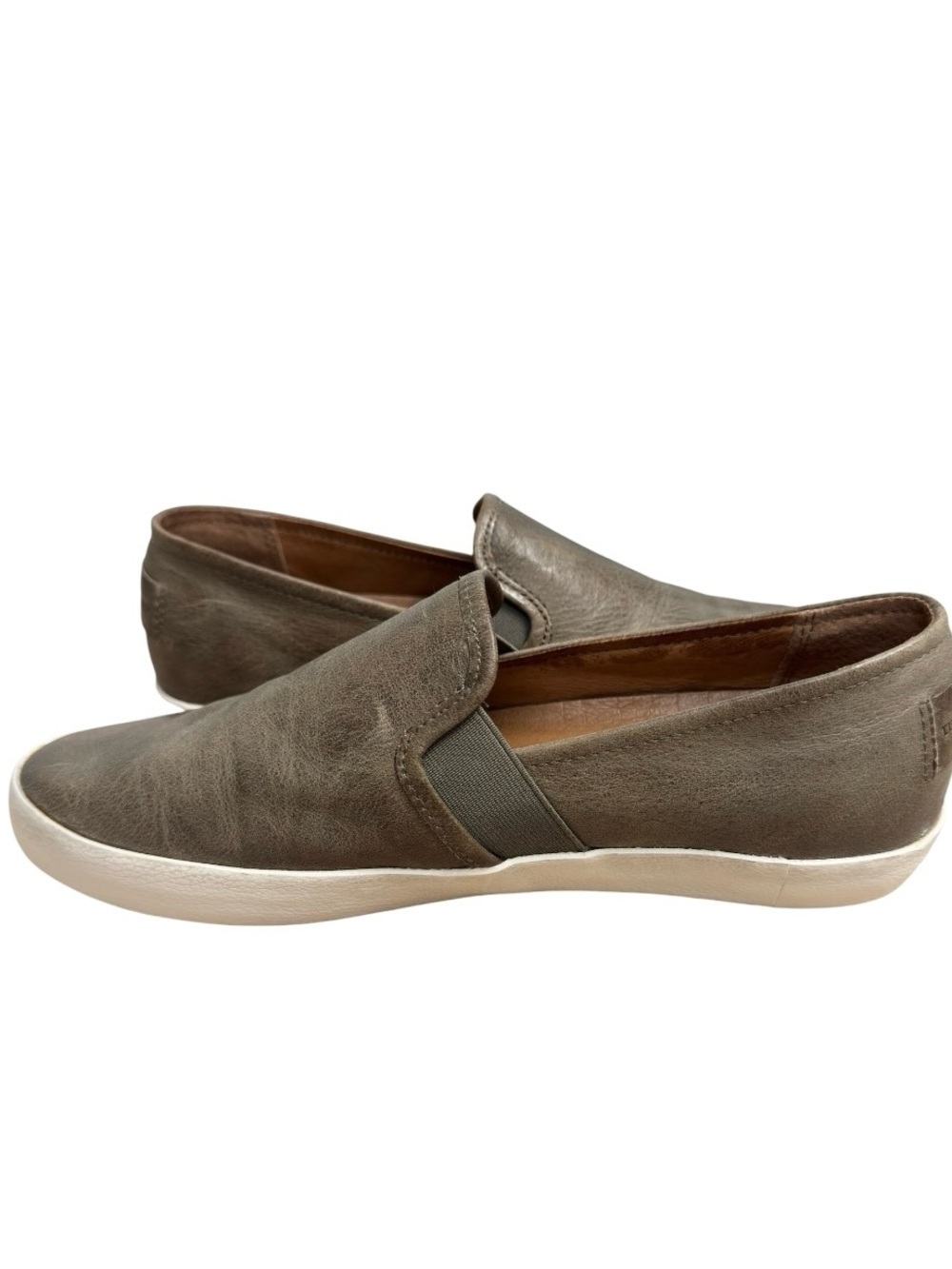 Frye Dylan Slip On Sneakers Gray Distressed Leather Casual Shoes Women US 8.5 - Picture 7 of 10